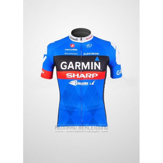 2012 Fahrradbekleidung Garmin Sharp Azurblau Trikot Kurzarm und Tragerhose